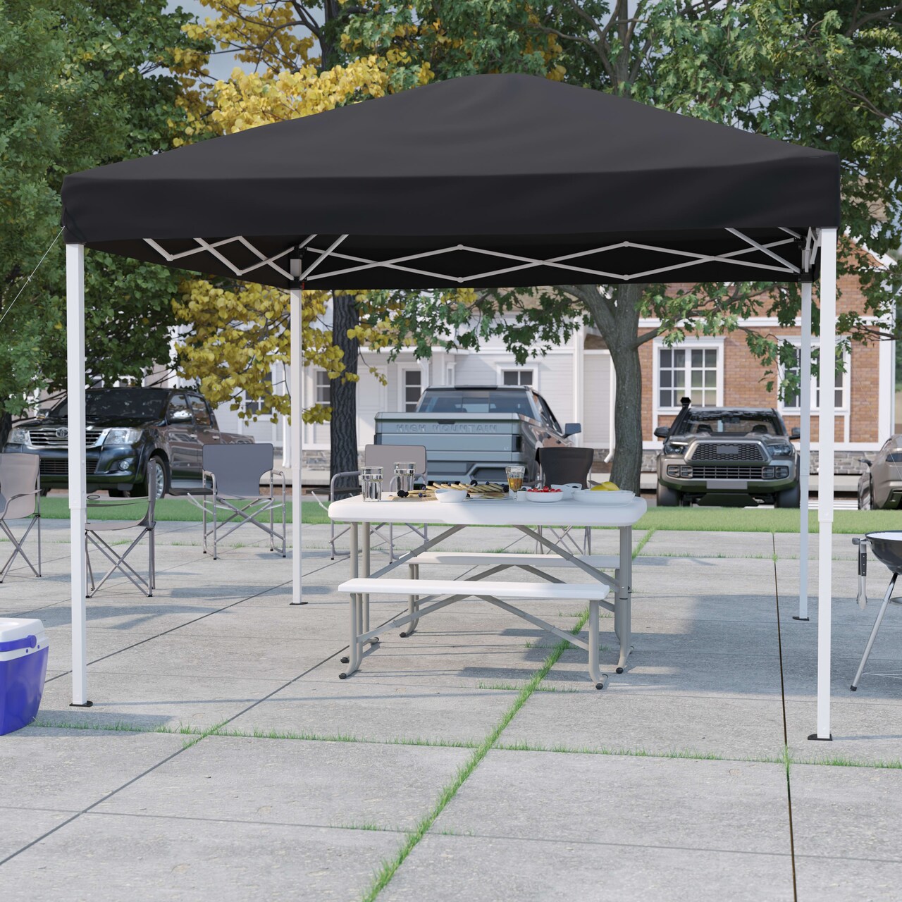 Emma and Oliver Tamar 8'x8' Weather Resistant, UV Coated Pop Up Canopy Tent with Reinforced Corners, Height Adjustable Frame and Carry Bag